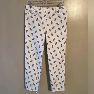 Talbots Womens Cropped Pineapple Graphic‎ Size 6 The Perfect Black White Pants